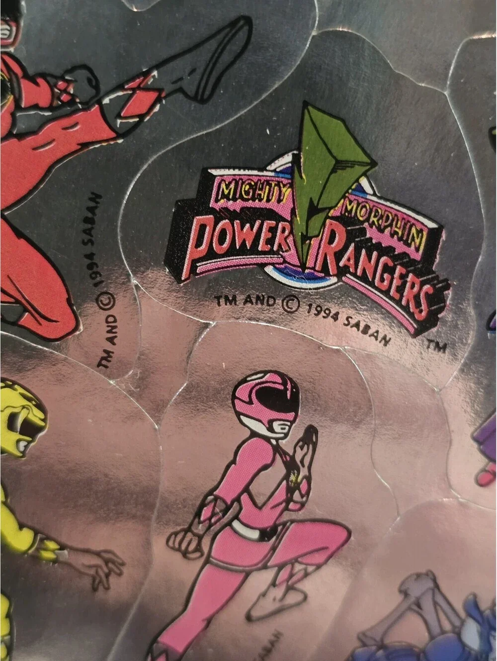 NOS 1994 Power Rangers Kids Hallmark Vintage Stickers 2 Sheets Silver